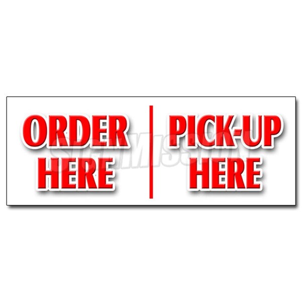 Amistad 12 in. Order Here Pick-Up Here Decal Sticker - Hamburger Pizza French Fry Ice Cream AM3927903 - main